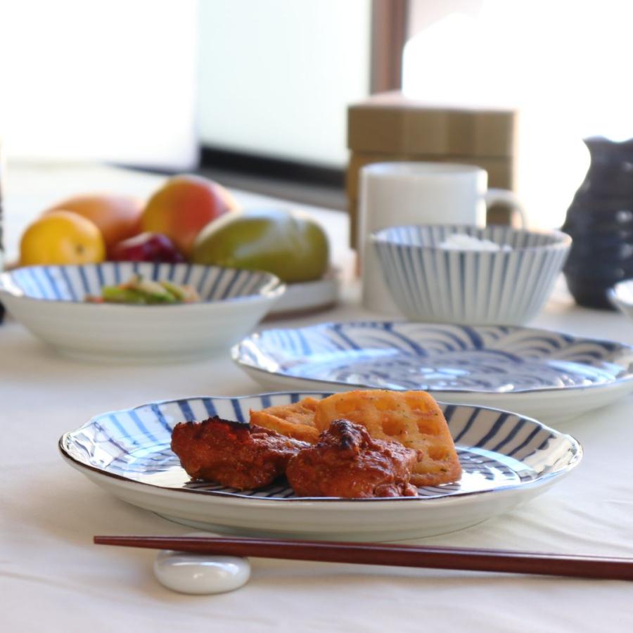 藍縄文 中皿 21.5cm 日本製 美濃焼 7.0寸皿 プレート ラウンド 丸皿