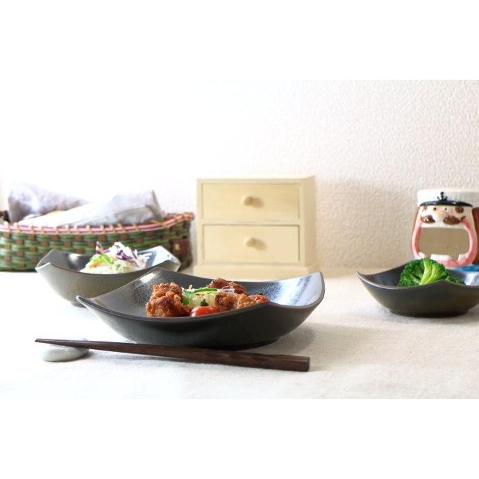 鉄結晶釉 角型 8寸深皿 国産 美濃焼 マルチプレート パスタ皿 メイン