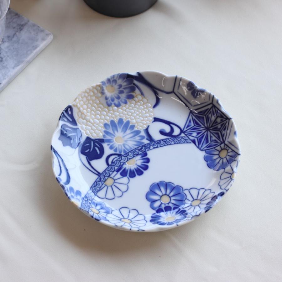 藍祥瑞 小皿 16cm 日本製 美濃焼 5.0寸皿 中皿 丸皿 平皿 取り皿
