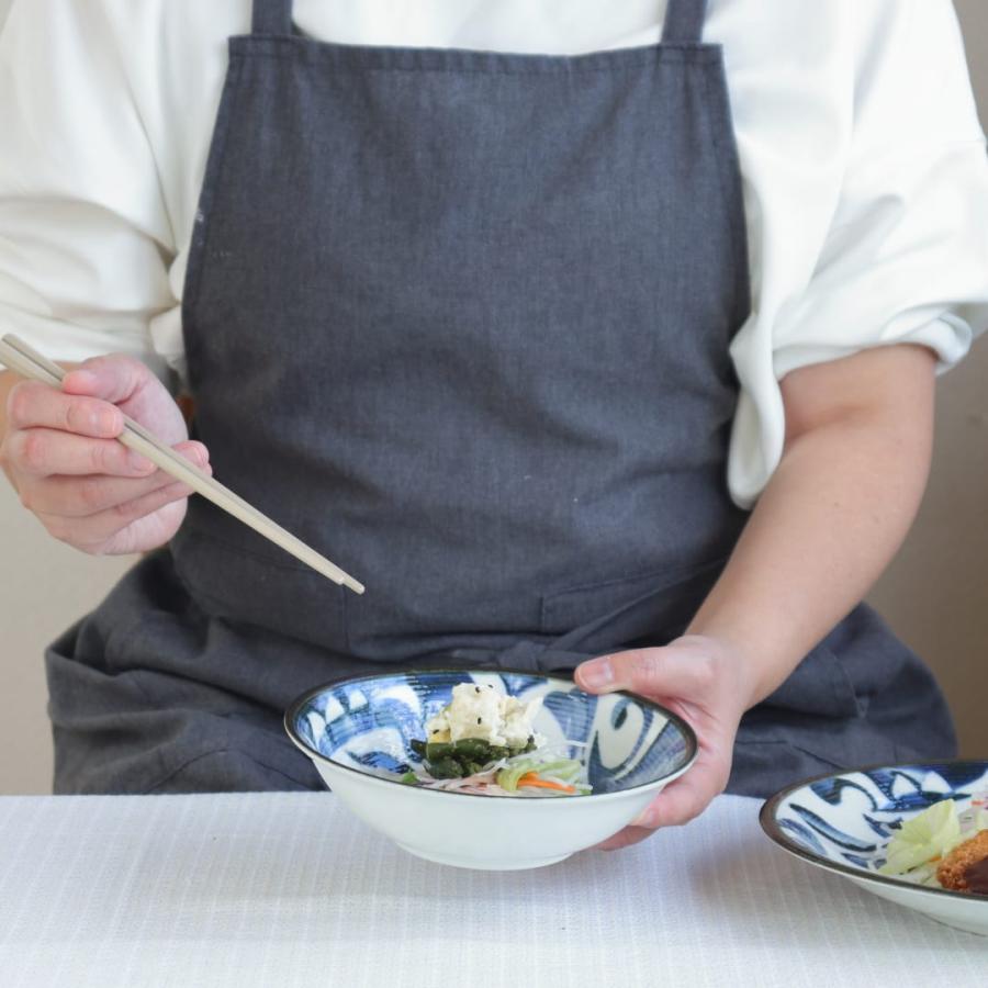 やちむんの藍花 煮物鉢 17cm 日本製 美濃焼 5.5寸丼 ボール ボウル