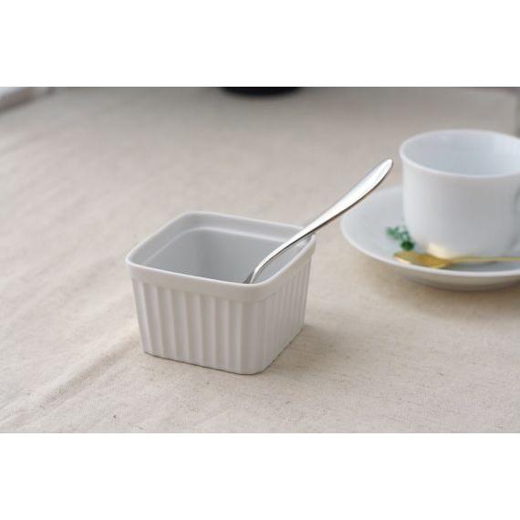 【C】ホワイトハンドモチーフ/Made in Japan /陶器製・小物入れ スクエアココットボール 7cm 国産 美濃焼 ジャムやソースにピッタリ