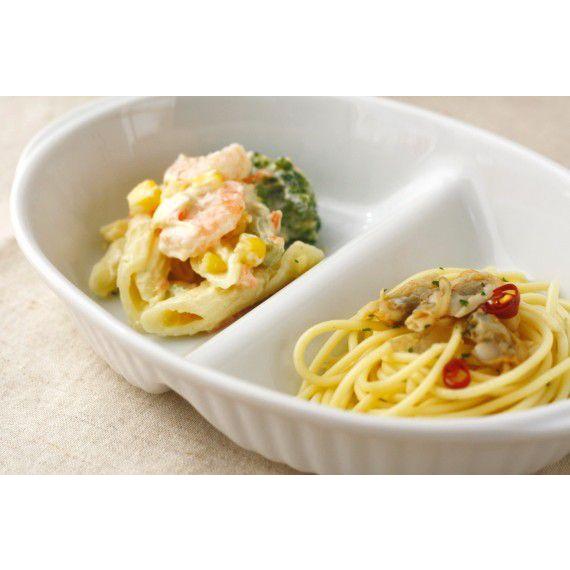 深さのある仕切りパスタボール 国産 美濃焼 2つのおかずを一つの器に