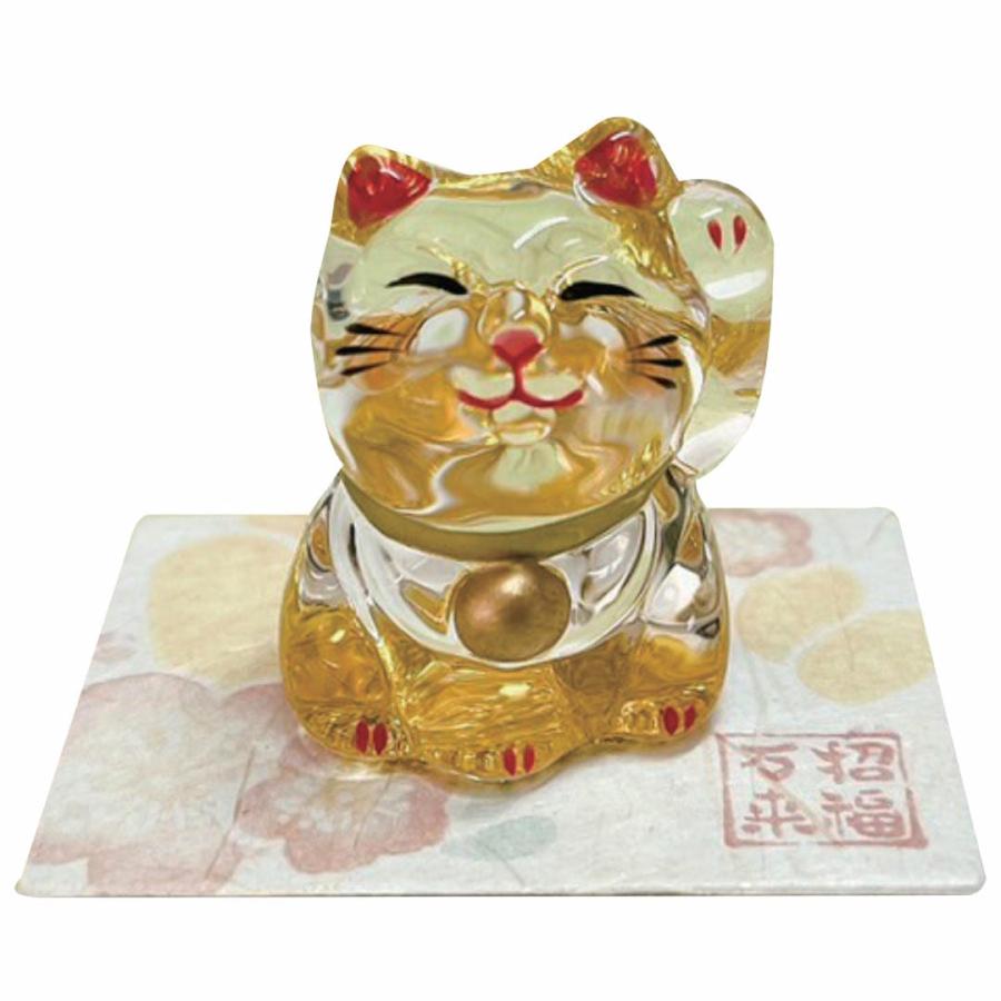 招き猫（小）金 硝子飾り E-22 限定商品 ガラス 置物 置き物 おしゃれ
