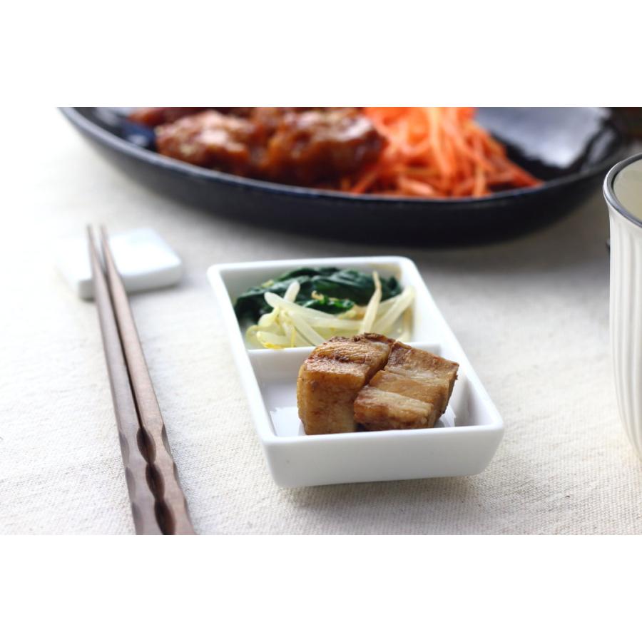前菜二種盛皿 12cm 日本製 美濃焼 仕切り皿 ニ点皿 ニ品皿 ニ仕切り
