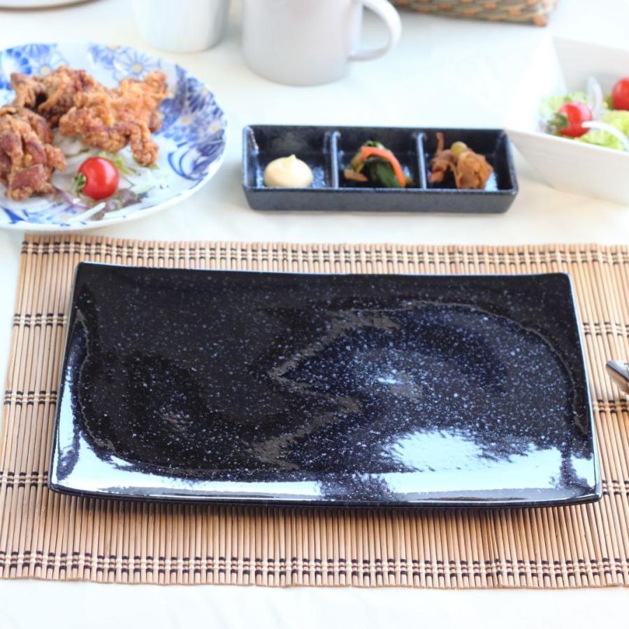 黒ツヤ結晶スクエアプレート 30cm 日本製 美濃焼 パスタ皿 角皿