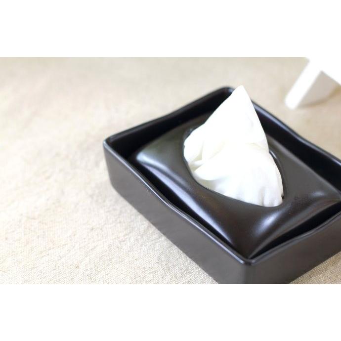 陶器製黒マットティッシュボックス 国産 美濃焼 ティッシュケース