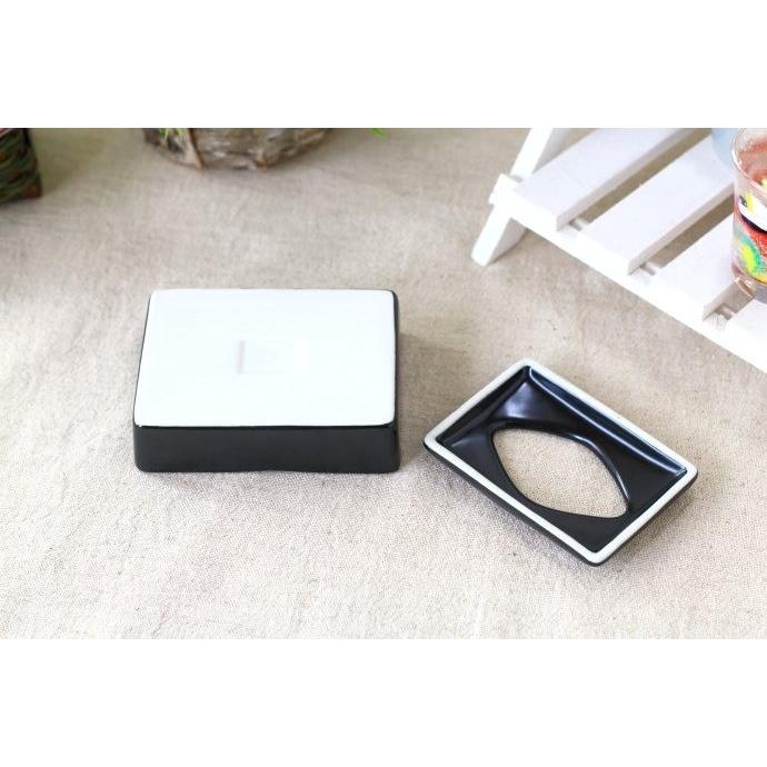 陶器製黒マットティッシュボックス 国産 美濃焼 ティッシュケース