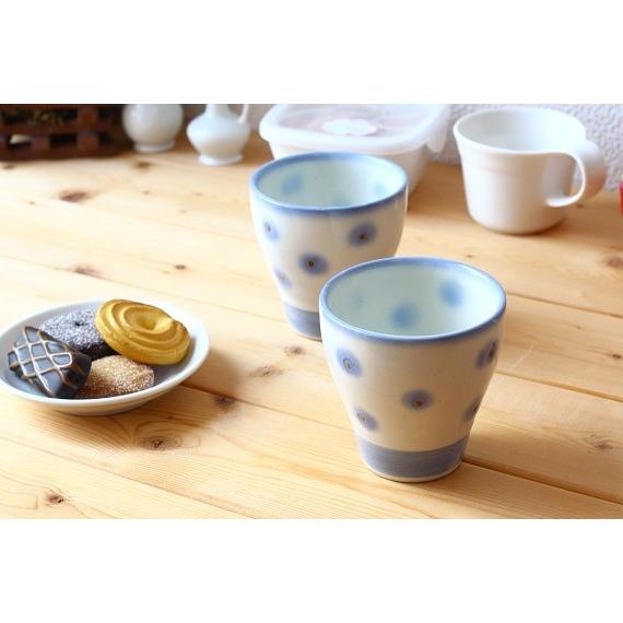 お母さんの水玉焼酎カップ 国産 美濃焼 かわいく爽やかなデザイン 焼酎