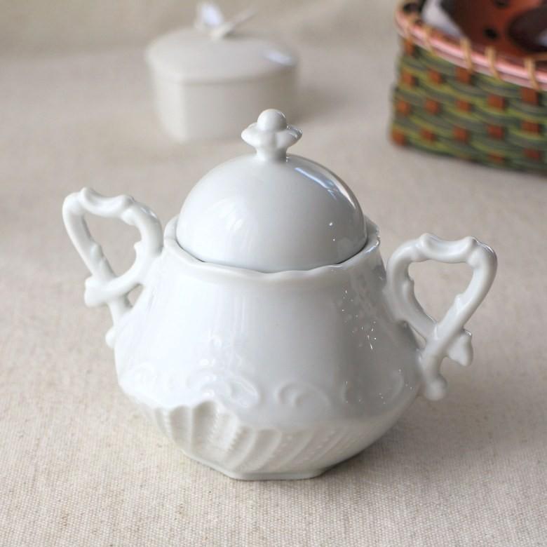 レイオン シュガーポット 国産 美濃焼 お茶会のネタに 北欧 白い陶器