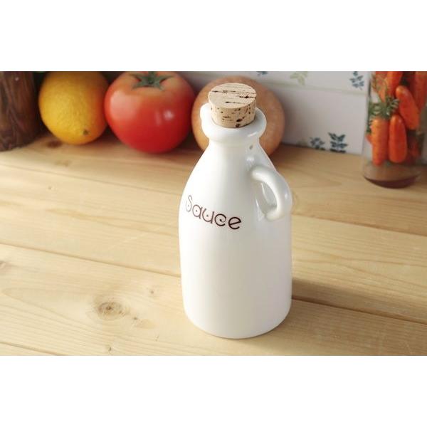 コルクの蓋のかわいいソース入れ 270ml 国産 美濃焼 シンプルデザイン