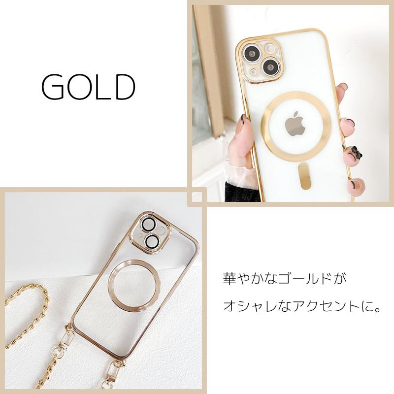 iphone15 ケース iphone15pro クリア ショルダー magsafe チェーン