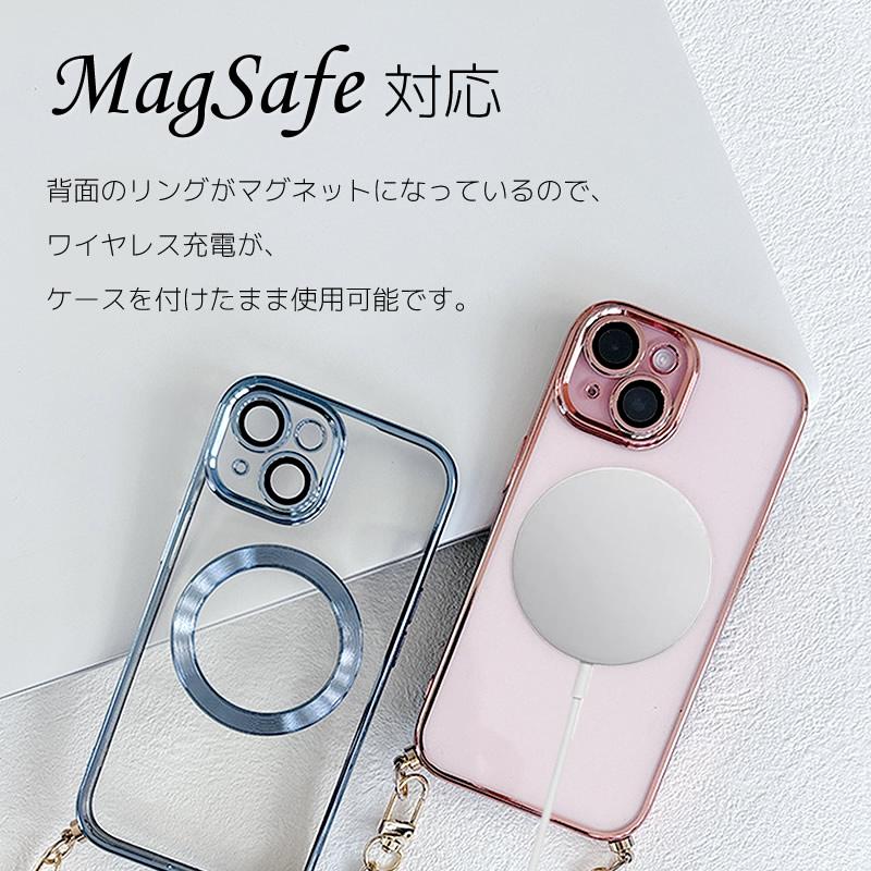 iphone15 ケース iphone15pro クリア ショルダー magsafe チェーン