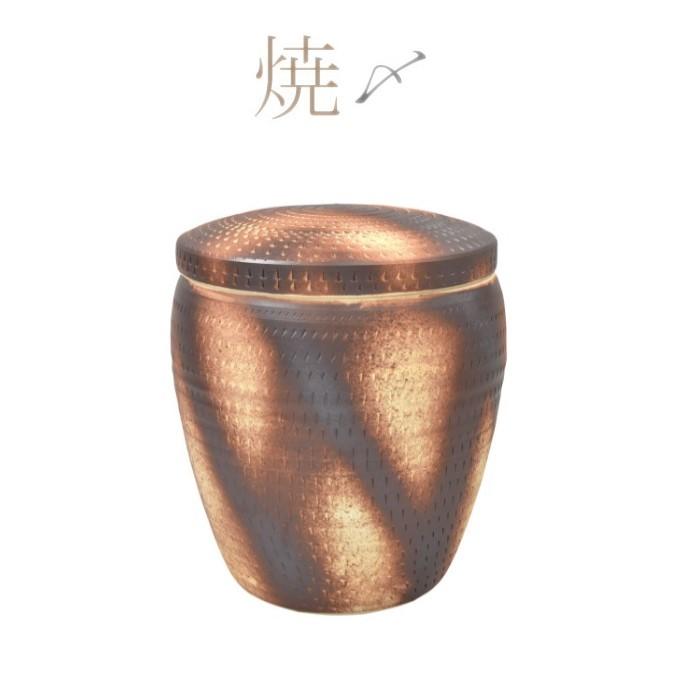 骨壷 骨壺 瀬戸焼 灰釉 7寸 ちらし 白花 焼〆 陶器 骨つぼ 分骨 納骨