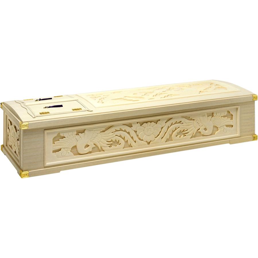 棺桶 五面彫刻インロー棺 Мサイズ 長さ 約1834mm × 巾 約556mm × 高 約425mm 完成棺 木製の棺 家族葬 密葬 葬儀用品