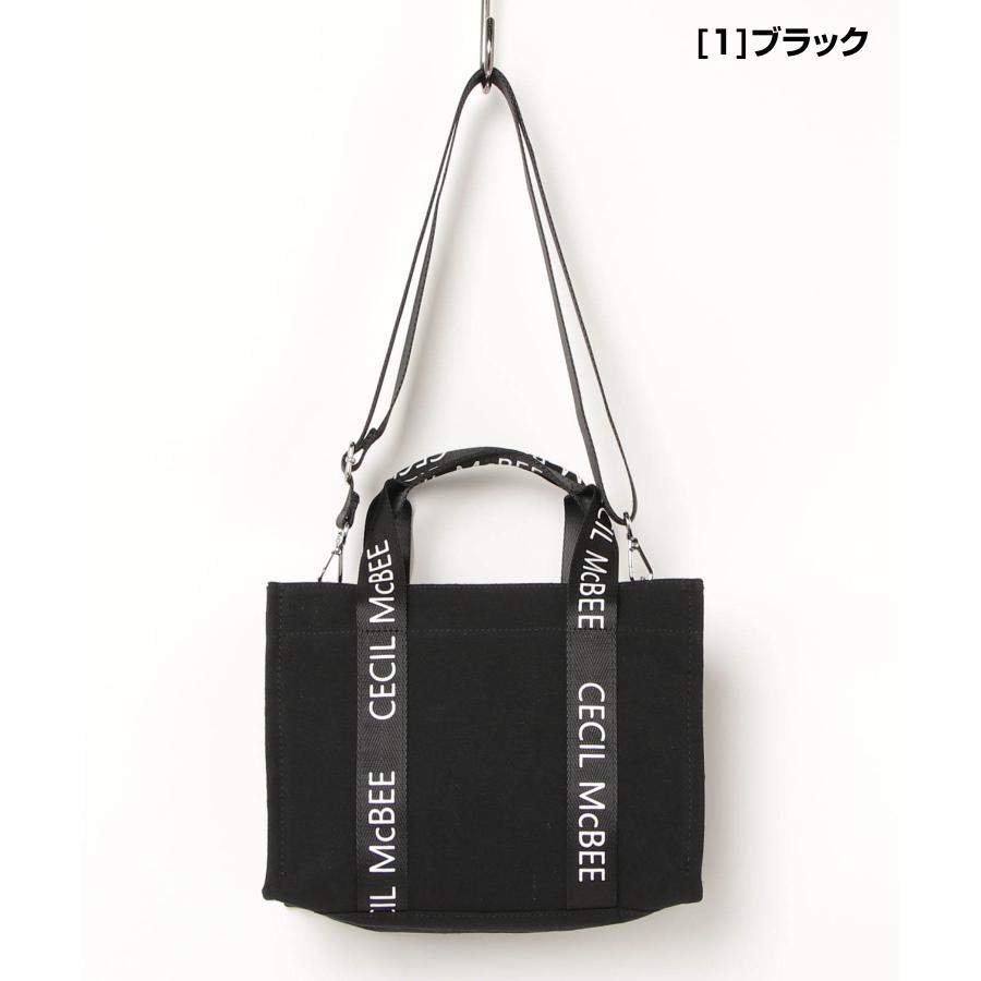 セシルマクビー CECIL McBEE トートバッグ ショルダーバッグ Mサイズ レディース ロゴ入りカバン 鞄 ショルダー TOTE BAG 通勤 通学 ブラック ホワイト CM121141｜cestjoli-store｜02