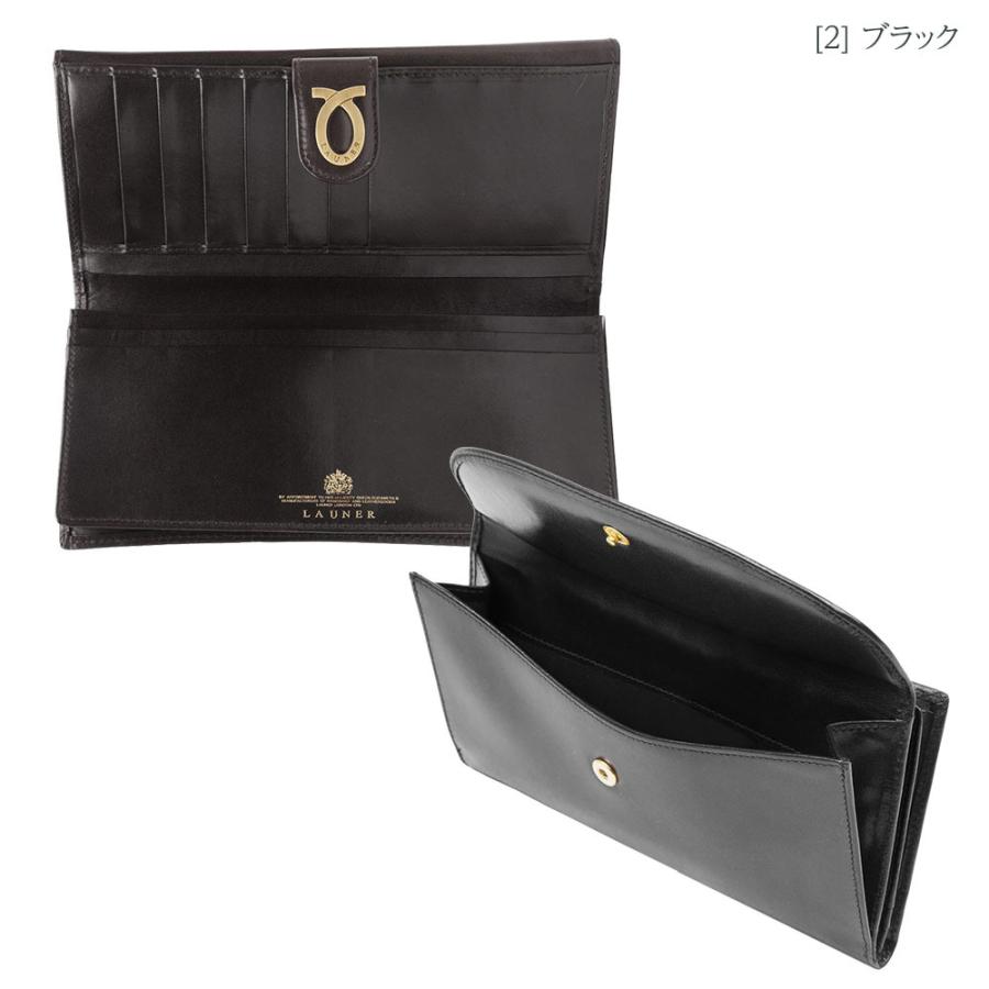 LAUNER LONDON ロウナーロンドン レディース 財布  長財布 フラップ ロングウォレット Large Logo Purse イタリア製カーフレザー ハンドメイド｜cestjoli-store｜05