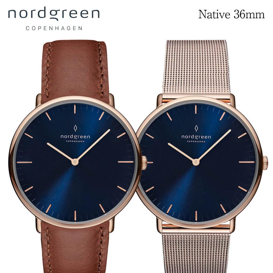 ノードグリーン nordgreen Native レディース メンズ 腕時計 ネイティブ ローズゴールド 36mm ネイビーフェイス メッシュ｜cestjoli-store