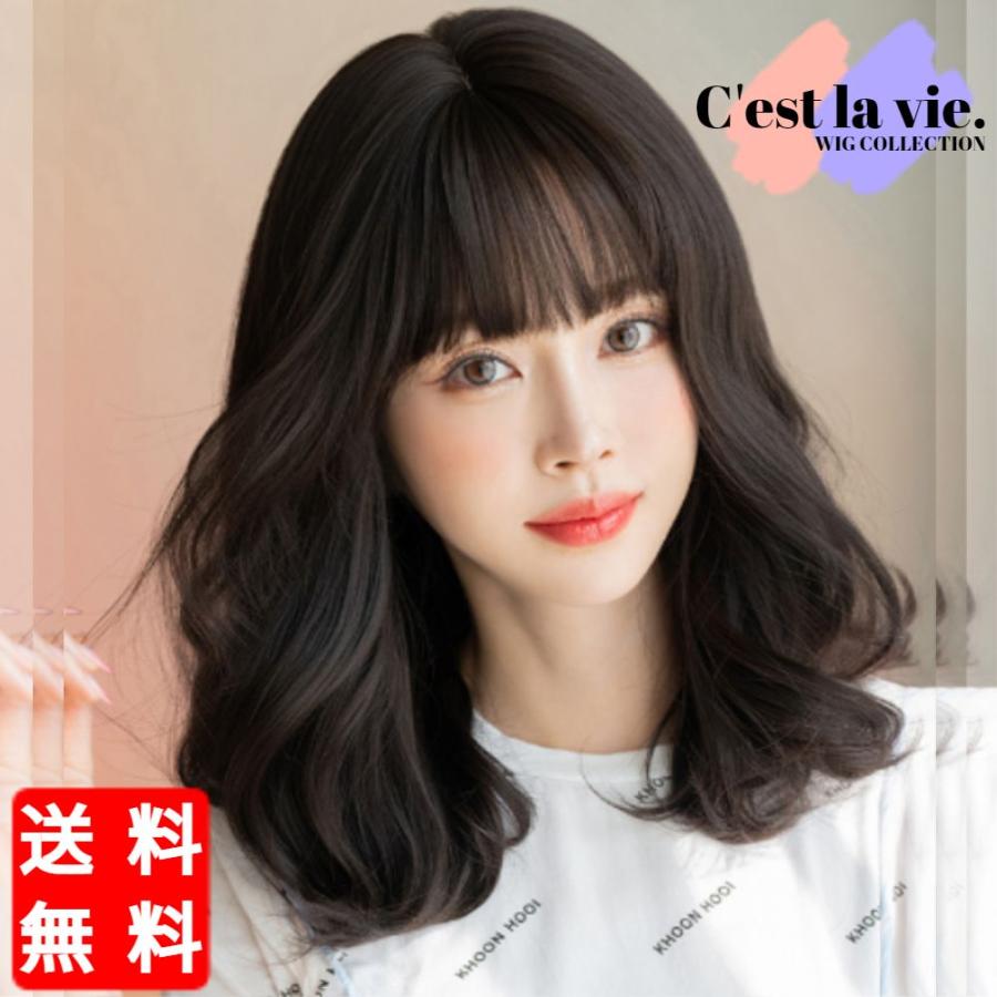 ウィッグ セミロング 韓国巻き ダーク ブラウン フルウィッグ ウィッグ セミロング 韓国巻き ダーク ブラウン フルウィッグ