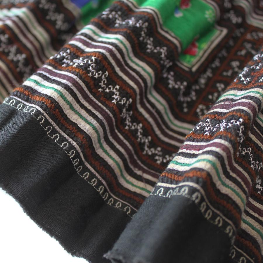 モン族刺繍 ろうけつ染 スカート ロング マキシ丈 C クロス