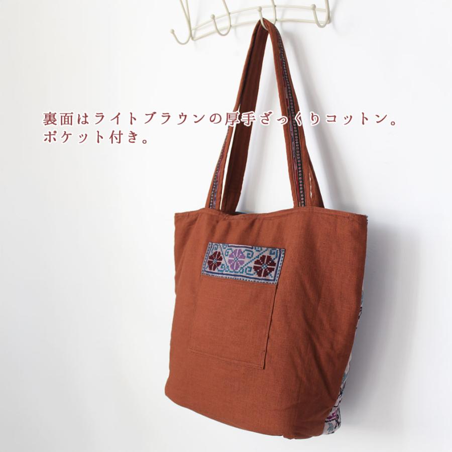 モン族 刺繍布 トートバッグ コットン生地 クロスステッチ B 大判