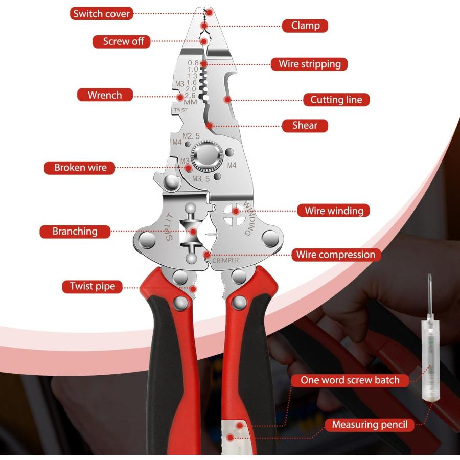 ストリッパー 折りたたみ 左利き 共通 ケーブル カッター ワイヤー 強力 多機能 ワイヤーストリッパー ペンチ 圧着 電気工事士技能試験推奨 ケーブル被覆剥き器 |  | 04