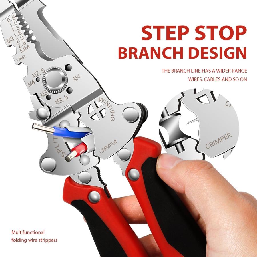 ストリッパー 折りたたみ 左利き 共通 ケーブル カッター ワイヤー 強力 多機能 ワイヤーストリッパー ペンチ 圧着 電気工事士技能試験推奨 ケーブル被覆剥き器 |  | 06