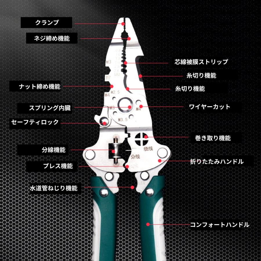 ストリッパー 折りたたみ 左利き 共通 ケーブル カッター ワイヤー 強力 多機能 ワイヤーストリッパー ペンチ 圧着 電気工事士技能試験推奨 ケーブル被覆剥き器 |  | 03