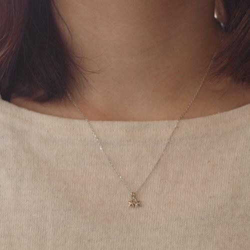 アティース（Atease） Atease DOUBLE STAR NECKLACE SV&K10 : CG-STORE 