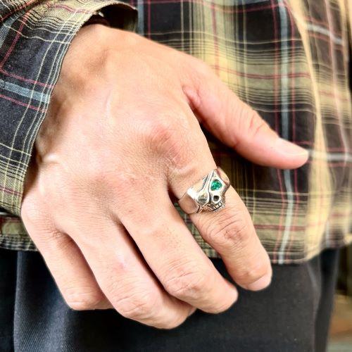 Flash Point JIM SKULL RING SV EYEPATCH EMERALD_4