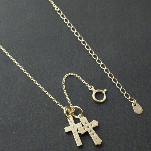 SYMPATHY OF SOUL Double Cross Necklace K18 Yellpw Gold w/Daiamondの画像