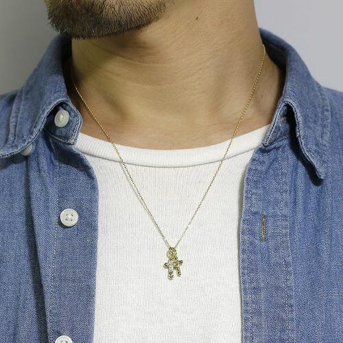 SYMPATHY OF SOUL Double Cross Necklace K18 Yellpw Gold w/Daiamondの画像