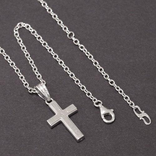 SYMPATHY OF SOUL Gravity Cross Pendant - Silver w/Clear CZ＋Silver Azuki Cha_1