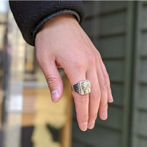 Peanuts＆Co. PHARAOHS HORSES RING SQUARE/SILVER×K10 : pharaoh-ring