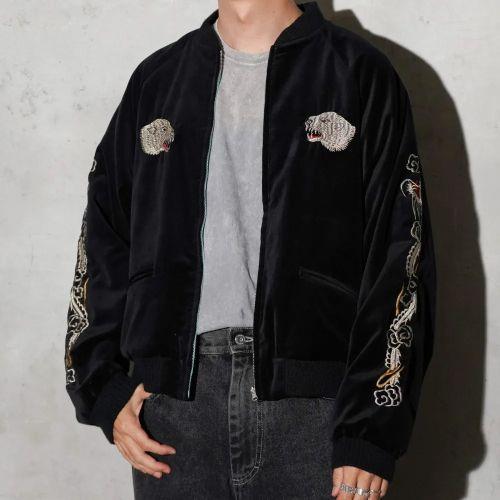 THRIFTY LOOK SOUVENIR GREENLAND BLOUSON -VELOUR- BLACK : CG-STORE