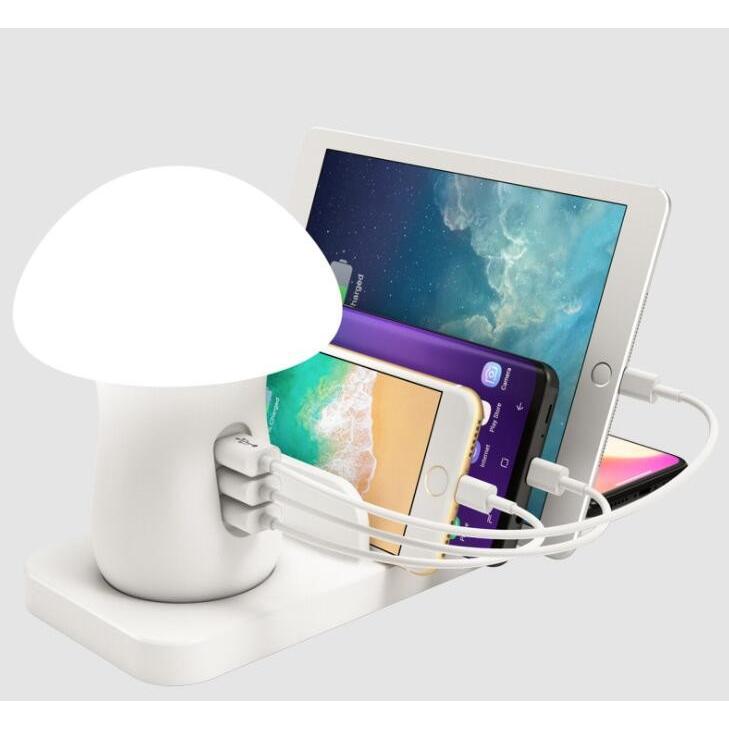 お買い得モデル 充電ステーション 急速充電 充電スタンド 3ポート 一つワイヤレス充電スタンド 収納 Usb充電器 Ledテーブルランプ かわいい キノコ Babylonrooftop Com Au