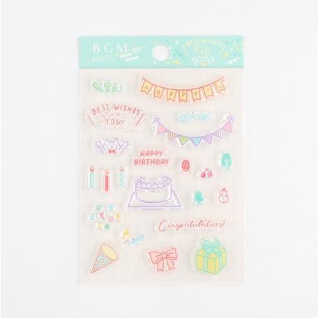 Bgm クリアスタンプ パーティー 手帳 日記 手紙 Happy Birthday ろうそく リボン プレゼント クラッカー Bt Cs048 ゴムケンのお手軽スタンプ E Store 通販 Yahoo ショッピング