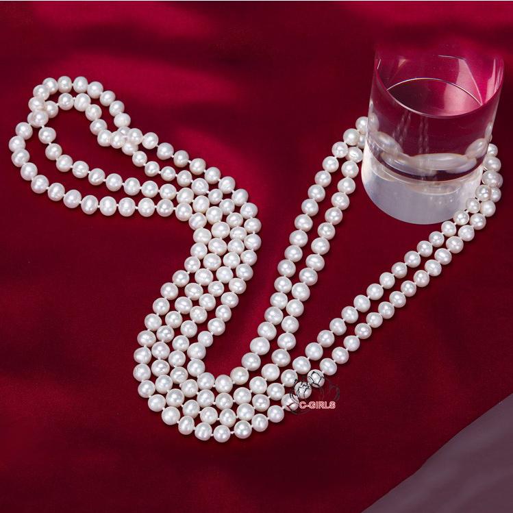 送料無料 卒業式 冠婚葬祭 花珠貝パールネックレス ロング 8mm真珠  
