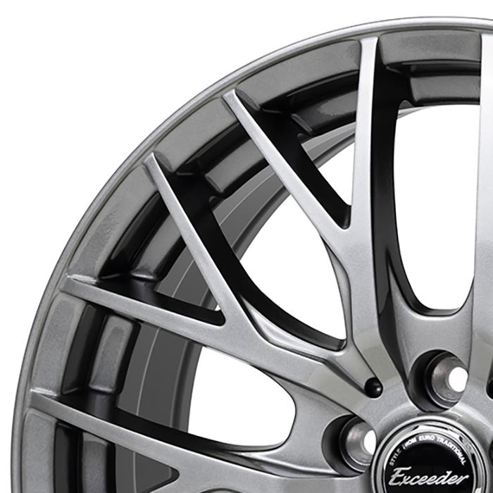 HOT STUFF - 爆買 軽銀銀輪 16in 熱っぽい原材料 16x6.5 INSET＋45 PCD 100 5穴 エクシーダー E05II まっ黒いしろがね色