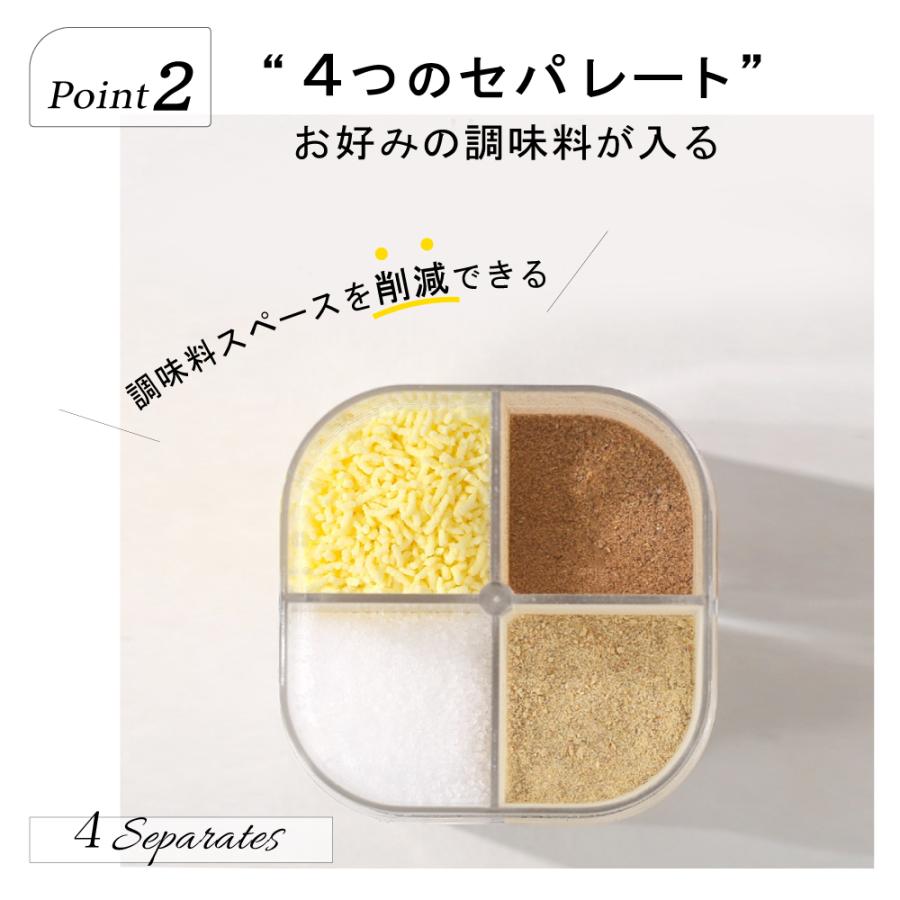 調味料入れ スパイスボトル 4種類 4in1 おしゃれ 持ち運び キッチン
