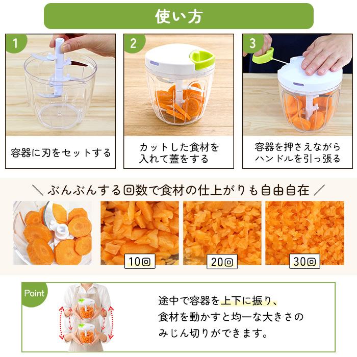 大容量900ml ふたも洗える ぶんぶんチョッパー 5 5枚刃 みじん切り器
