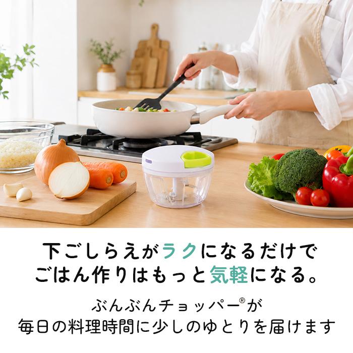 ふたも洗える ぶんぶんチョッパー 12種のレシピ入 みじん切り器 フード