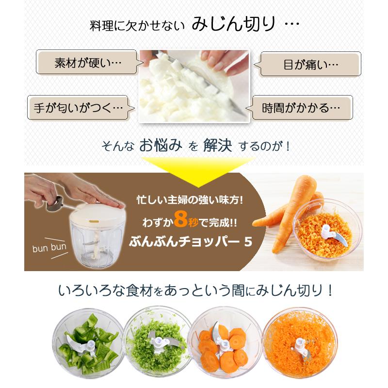 多機能フードチョッパー 5種の刃付き 強化版 大容量900ml ふたも洗える ぶんぶんチョッパー5S 2個