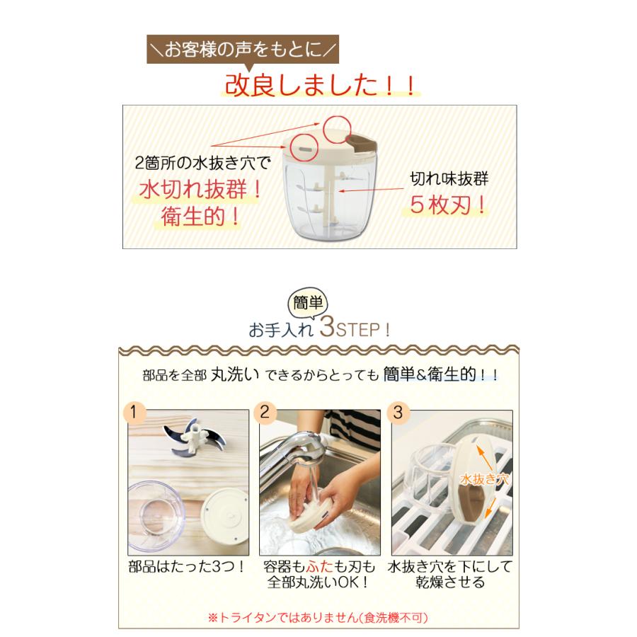 強化版 大容量900ml ふたも洗える ぶんぶんチョッパー5S 2個セット 5枚