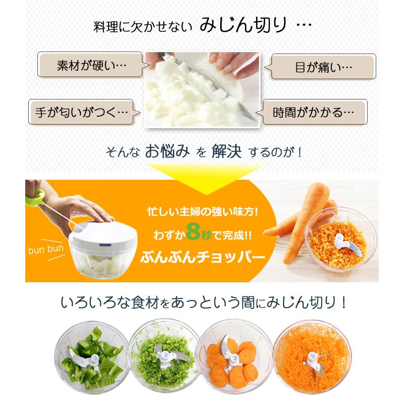 ふたも洗える ぶんぶんチョッパー 3個セット 12種のレシピ入