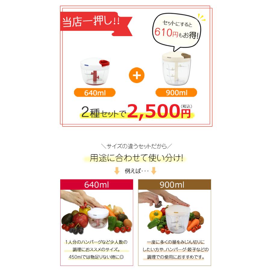 ふたも洗える ぶんぶんチョッパーr ぶんぶんチョッパースーパー5 2種類セット 640ml 強化版 900ml みじん切り器 フードプロセッサー フード チョッパー Setbbc11 23 Chacha雑貨店 通販 Yahoo ショッピング