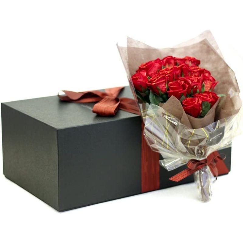 Makefuture 女性に贈る プリザーブドフラワー 薔薇 プロポーズ 花束 バラ ラメ 赤 キラキラ 長持ち (20本)