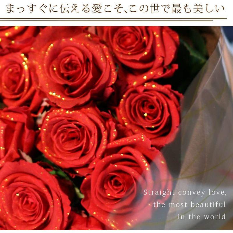 Makefuture 女性に贈る プリザーブドフラワー 薔薇 プロポーズ 花束 バラ ラメ 赤 キラキラ 長持ち (20本)