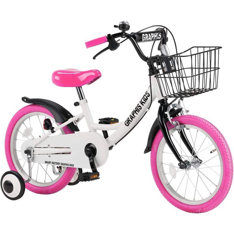 GRAPHIS(グラフィス) 補助輪付き子供用自転車 GR-16 18インチ /ホワイトピンク 18インチ グラフィス 補助輪付き子供用自転車 GR /ホワイトピンク mm 14インチ 16インチ