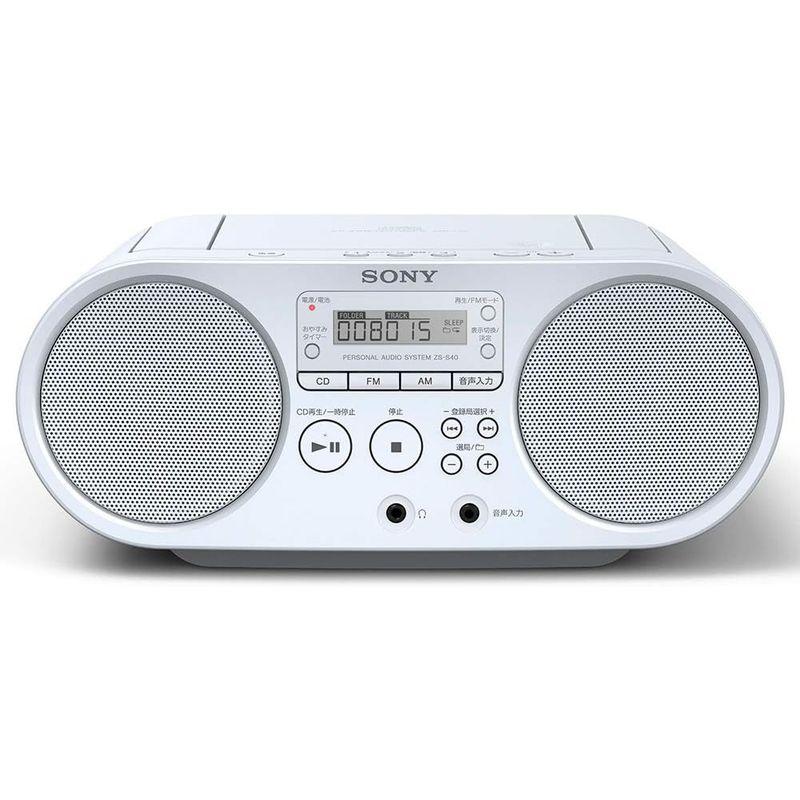 ソニー CDラジオ ZS-S40 : FM/AM/ワイドFM対応 ホワイト ZS-S40 W ZS S40 受信バンド CDラジオ FM/AM/ワイドFM対応 ホワイト ステレオ