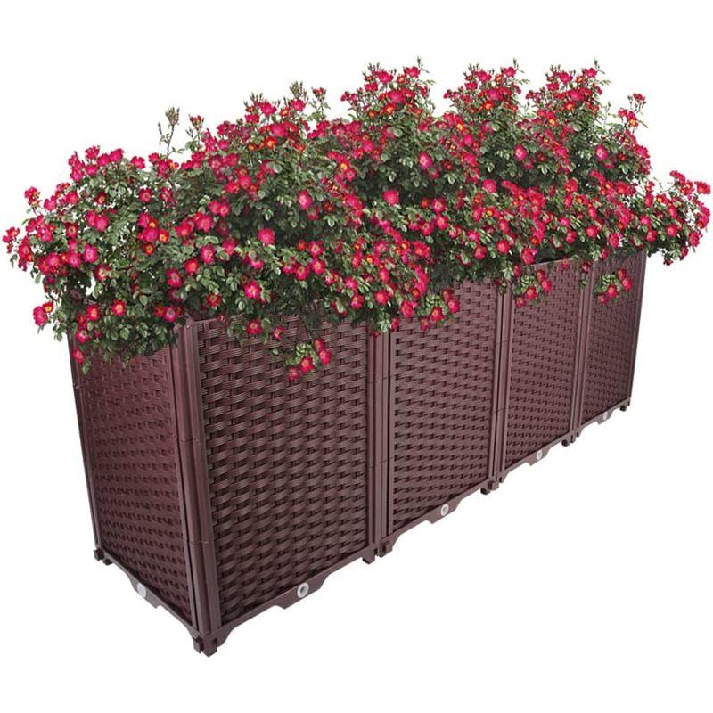 BAOYOUNI 組み立て簡単ガーデンボックス プランターボックスプラスチック鉢植え入れ花 植物 栽培ブラウン 鉢用品 大型プランター 莱園 組み立て簡単ガーデンボックス プランターボックスプラスチック鉢植え入れ花 植物 栽培ブラウン 鉢用品 大型プランター 莱園